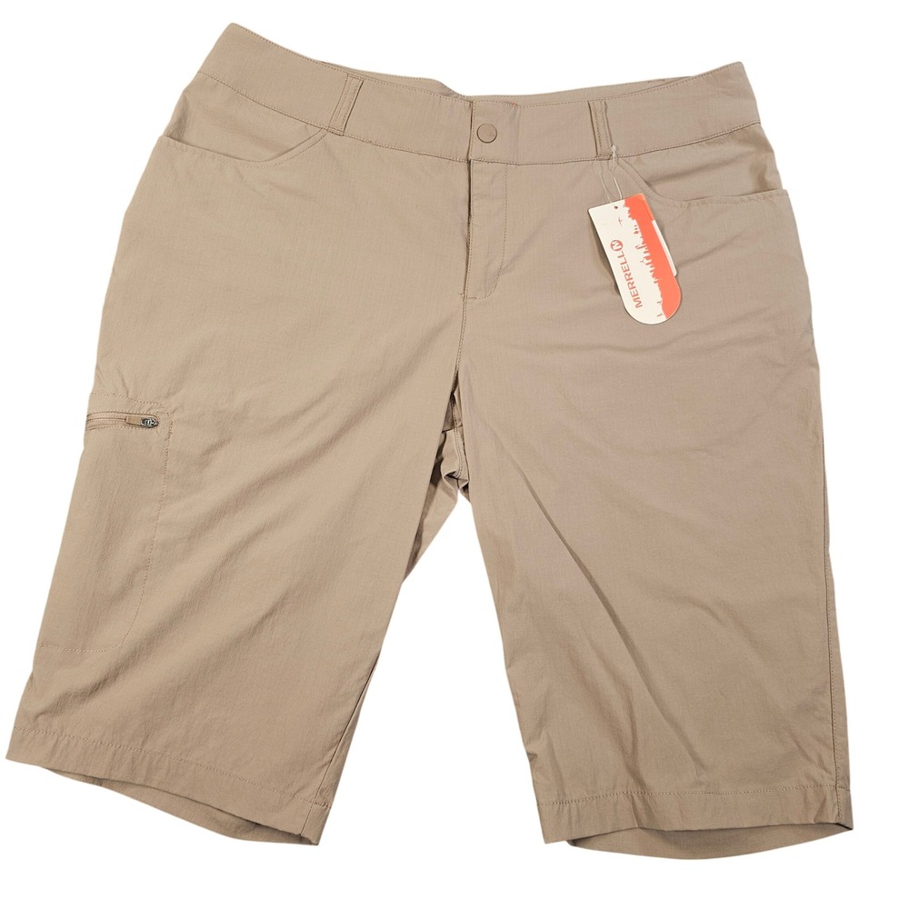 Merrell Rama Tech Stretch Shorts Womens 14 Taupe Hiking Outdoor JWS22343-210 NWT